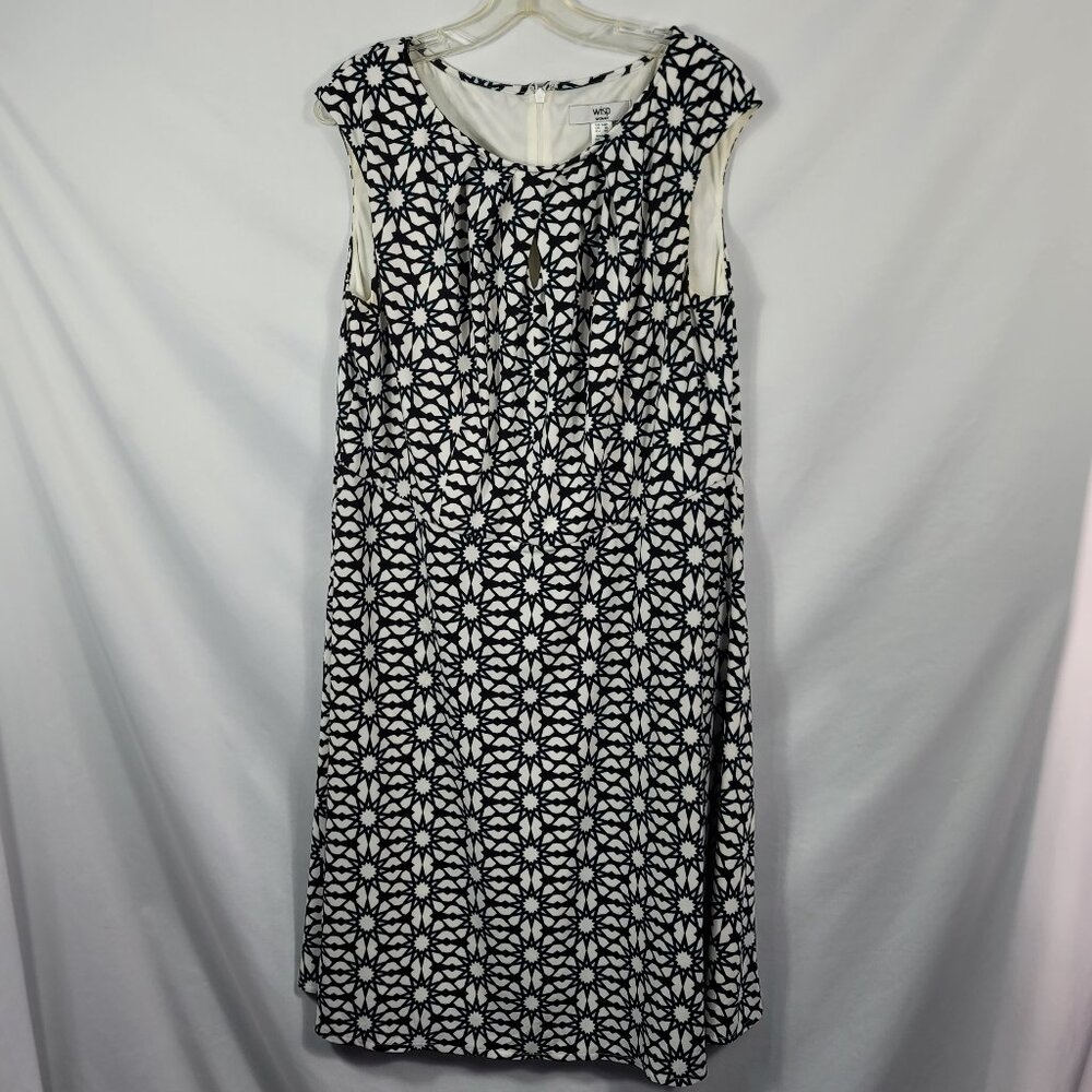 Stitch Fix Wisp Sleeveless Dress Women's Size 14W Black & White Geo Print